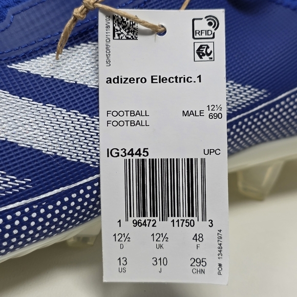 ADIDAS Adizero Electric.1 Blue White IG3445 Football Cleats Mens Size 13 New - Picture 4 of 13